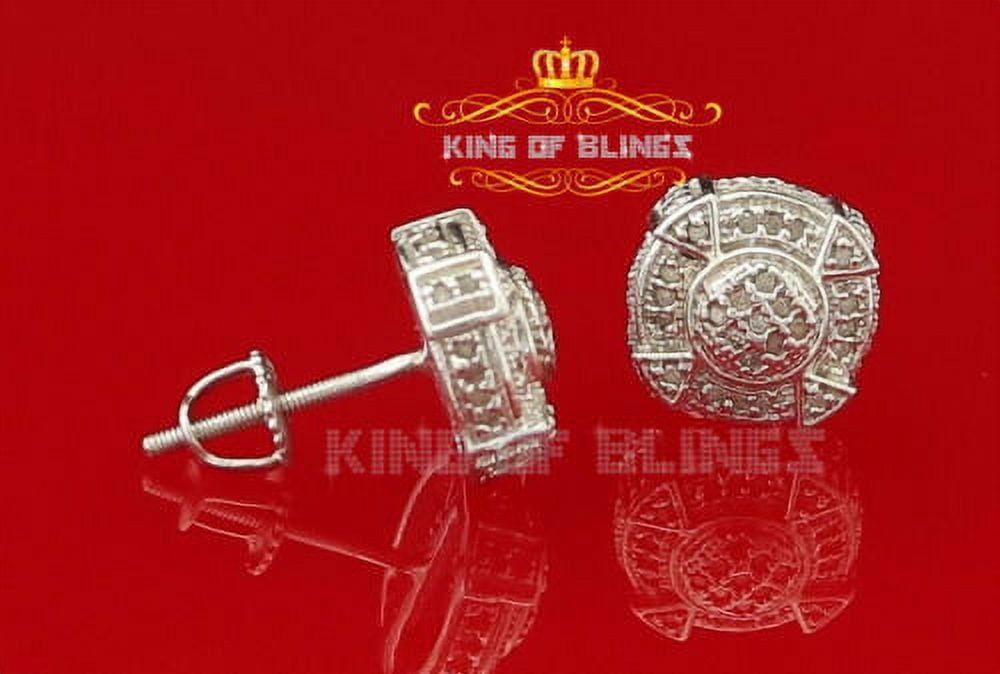King of Bling's 925 Sterling White Silver 0.25ct Diamond For Women's/ Men's Circle Stud Earrings