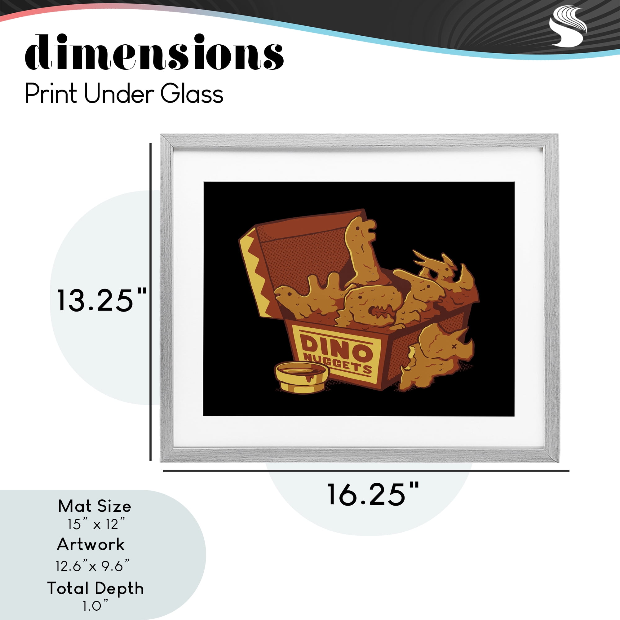 Stupell Industries Dino Nuggets with Sauce Gray Framed Print Under Glass, design by Tobe Fonseca