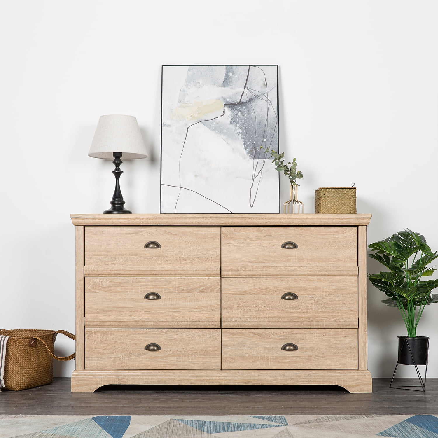 Cloud Mountain 6 Drawer Dresser Wood Dresser with Drawers Chest of