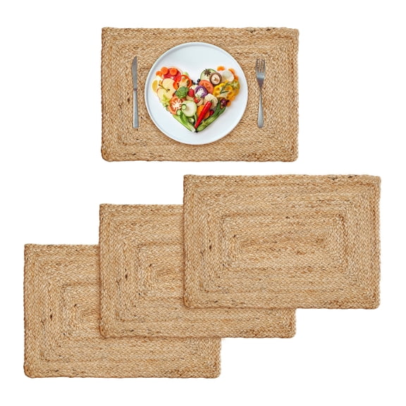 Woven Table Placemats Set of 4 - Natural, Jute Boho Outdoor Table Mats for Kitchen Dining Coffee Table | Easy Clean Farmhouse Easter Placemat for Wedding,Party, Restaurants - 13x19 Inches