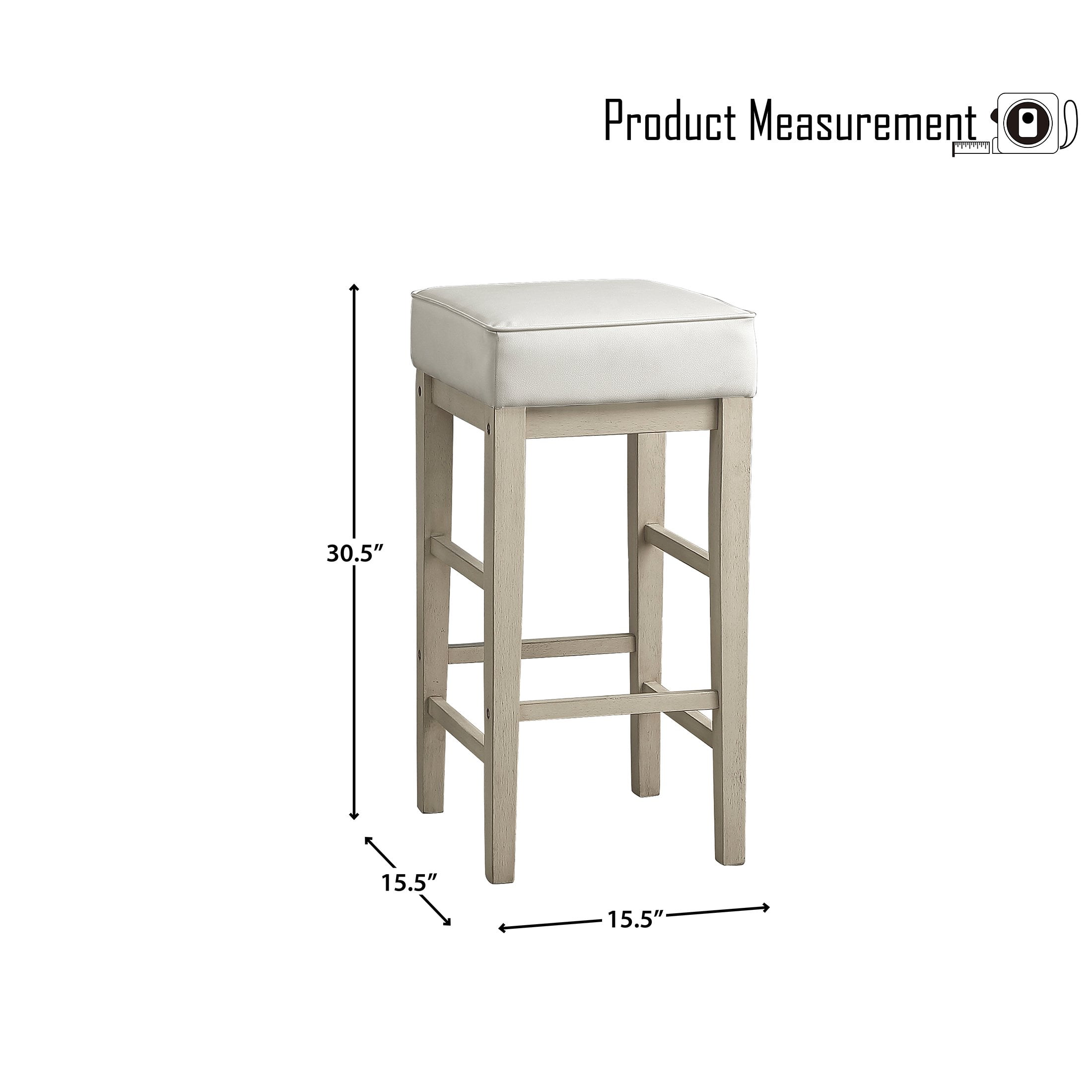 OakvillePark Holbrook Square Pub Height Barstool (Set of 2), White