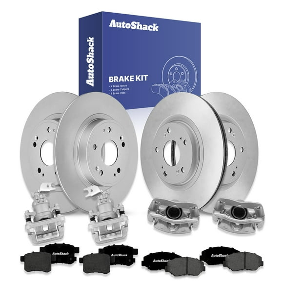 AutoShack Front Vented & Rear Solid Brake Rotors   Premium Ceramic Pads   Calipers 16-PC Brake Kit Replacement for 2008-2012 Honda Accord