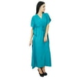 thumbnail image 3 of Bimba Women Long Solid Kaftan Soft Cotton Beach Cover Up Caftan Maxi, 3 of 5