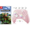 Minecraft Game Disc and Upgraded Switch Pro Controller for Nintendo Switch/PC/IOS/Android/Steam with Hall Effect Joysticks & Hall Effect Triggers Pink, 3 Pairs of Joysticks