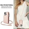 thumbnail image 2 of Wallet Case for Apple iPhone 15 Plus, with Crossbody Shoulder Strap & Hand Wrist Cards Holder Zipper Pocket Stand Feature Full Protective Shockpoof Phone Case for iPhone 15 Plus, Rosegold, 2 of 7