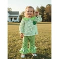 thumbnail image 6 of Loicainy Baby Toddler Girls Irish Outfits Set,6 12 18 24 Months 2T 3T 4T  Long Sleeve Doll Collar Dots T-shirt with Plaid Flare Pants Spring Clothes Sets, 6 of 9