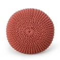 thumbnail image 4 of Bordeaux Knitted Cotton Round Pouf,Coral,Coral Cotton Furniture Primary Living Space Ottomans, 4 of 6