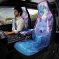 thumbnail image 2 of Xixirimido Breathable Car Seat Cover Set of 5 PU Leather Front Seats with Seat Belt & Console Covers Universal Fit Automotive Accessories, White Wolf Moon Galaxy, 2 of 8
