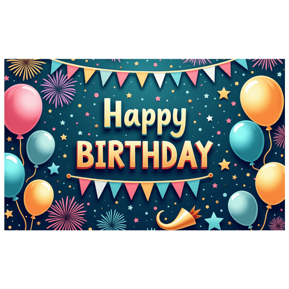 Yatrandify Colorful Balloons Happy Birthday Banner Decorative Design Party Backdrop Celebration Banner for Birthday Party Kids Event Photo Shoot