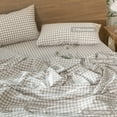 thumbnail image 3 of MooMee Gingham Duvet Cover Set King 100% Washed Cotton Linen Like Textured Breathable Lightweight 3-Piece (Tannish Linen Grey, 104"x90"), 3 of 8