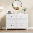 thumbnail image 4 of Spacious 6 Drawer Dresser for Bedroom - Modern Wooden Storage Cabinet with Deep Drawers & Metal Knobs - Wide Organizer for Closet, Nursery, Living Room, Entryway - White, 4 of 6