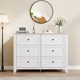 thumbnail image 4 of Spacious 6 Drawer Dresser for Bedroom - Modern Wooden Storage Cabinet with Deep Drawers & Metal Knobs - Wide Organizer for Closet, Nursery, Living Room, Entryway - White, 4 of 6