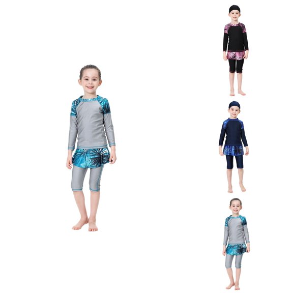Full Coverage Swimwear for Girls â Long Sleeve with Skirt and Pants, Quick Dry Modest Bathing Suit