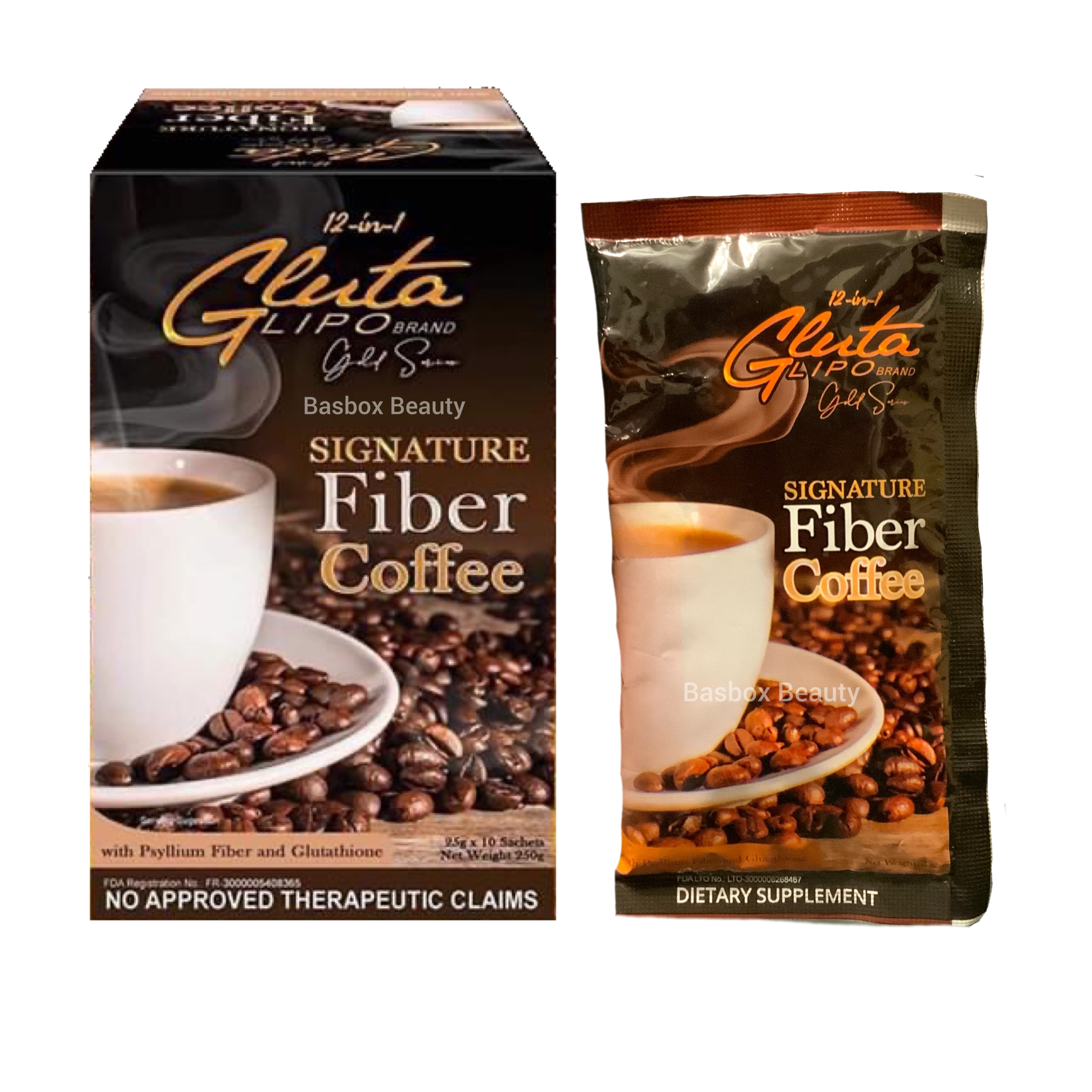 12 in 1 Gluta Lipo Gold Series Fiber Coffee - 10 Sachets