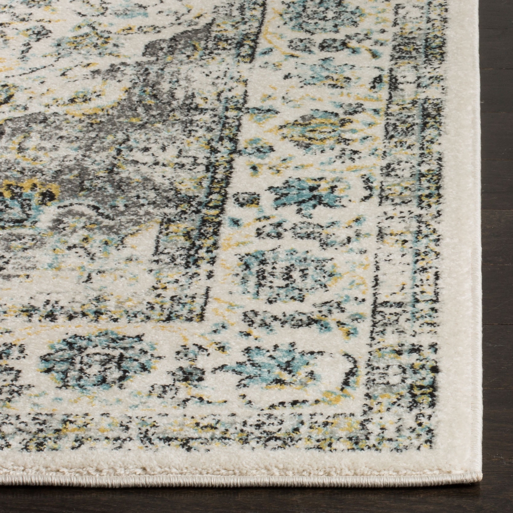 SAFAVIEH Evoke Teale Bordered Area Rug, Grey/Gold, 8' x 10'