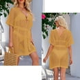 thumbnail image 4 of ASFGIMUJ Women Mid Length Sleeve Cover Up Swimsuit Pullover Plus Size Viscose Dress, 4 of 5