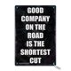 thumbnail image 1 of Placa decorativa de metal con espejo retro "Good Company On The Road Is The Shortest Cut" para el hogar, la cocina, el baño, la granja. Tamaño: 8 x 12 pulgadas, 1 of 4