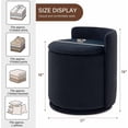 thumbnail image 4 of Casa Pura Furniture 360° Swivel Vanity Makeup Chair with Storage, Upholstered Accent Stool with Backrest, Round Ottoman for Bedroom, Makeup Room & Living Room, Black, 4 of 9
