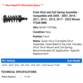 thumbnail image 2 of Front Strut and Coil Spring Assembly - Compatible with 2004 - 2007, 2010 - 2011, 2013 - 2015, 2017 - 2022 Nissan TITAN RWD 2005 2006 2014 2018 2019 2020 2021, 2 of 2