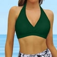 thumbnail image 2 of HNMKIU Women's Elegant Strappy V-Neck Solid Full Coverage Tankini Top For Beach and Pool Bathing Suits for Women Z01_Dark Green,M, 2 of 6