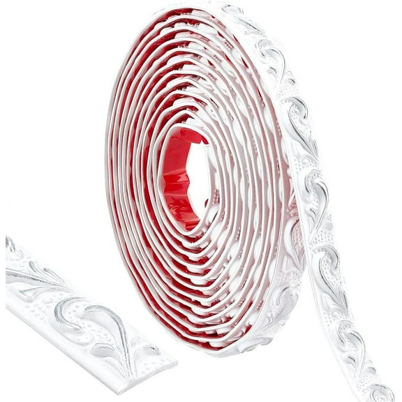 16.4Ft Flexible Molding Trim Peel and Stick Self Adhesive Waterproof Paintable Wall Mirror Corner Edge Tile Trim for Floor Furniture Baseboard Countertops Border Decor Silver DIY