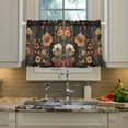 thumbnail image 2 of Yayeee Kitchen Curtains Light Filtering 27"x36" Rod Pocket Short Cafe Window Panel, Dark Floral Pattern, 2 of 7
