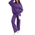 thumbnail image 7 of Huankd Sweatsuits Women 2 Piece Outfit Fleece Oversized Hoodie Wide Leg Sweatpants Track Suits Matching Lounge Pants Sets Purple L, 7 of 7
