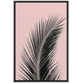 thumbnail image 3 of PixonSign Framed Canvas Print Wall Art Palm Leaf Over Pink Background Botanical Wilderness Photography Realism Minimalist Relax/Calm Duotone for Living Room, Bedroom, Office - 24"x36" Black, 3 of 5