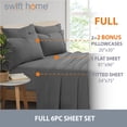 thumbnail image 3 of Swift Home Bonus Pillowcases Eco Friendly Bamboo Blend Sheet Set, 6 PC, Full, Charcoal Gray, 3 of 6