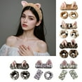 thumbnail image 5 of Plush Cats Ear Headbands for Women Girl Lovely Hairhoop Wrist Wash Band for Face Washing Daily Skincare Makeup Accessories, 5 of 19