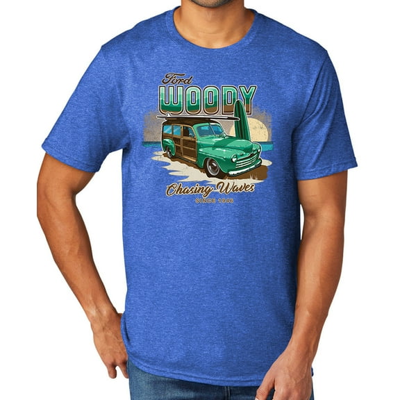 Woody Chasing Waves Men's TriBlend Tee Shirt, 2XL Heather Royal