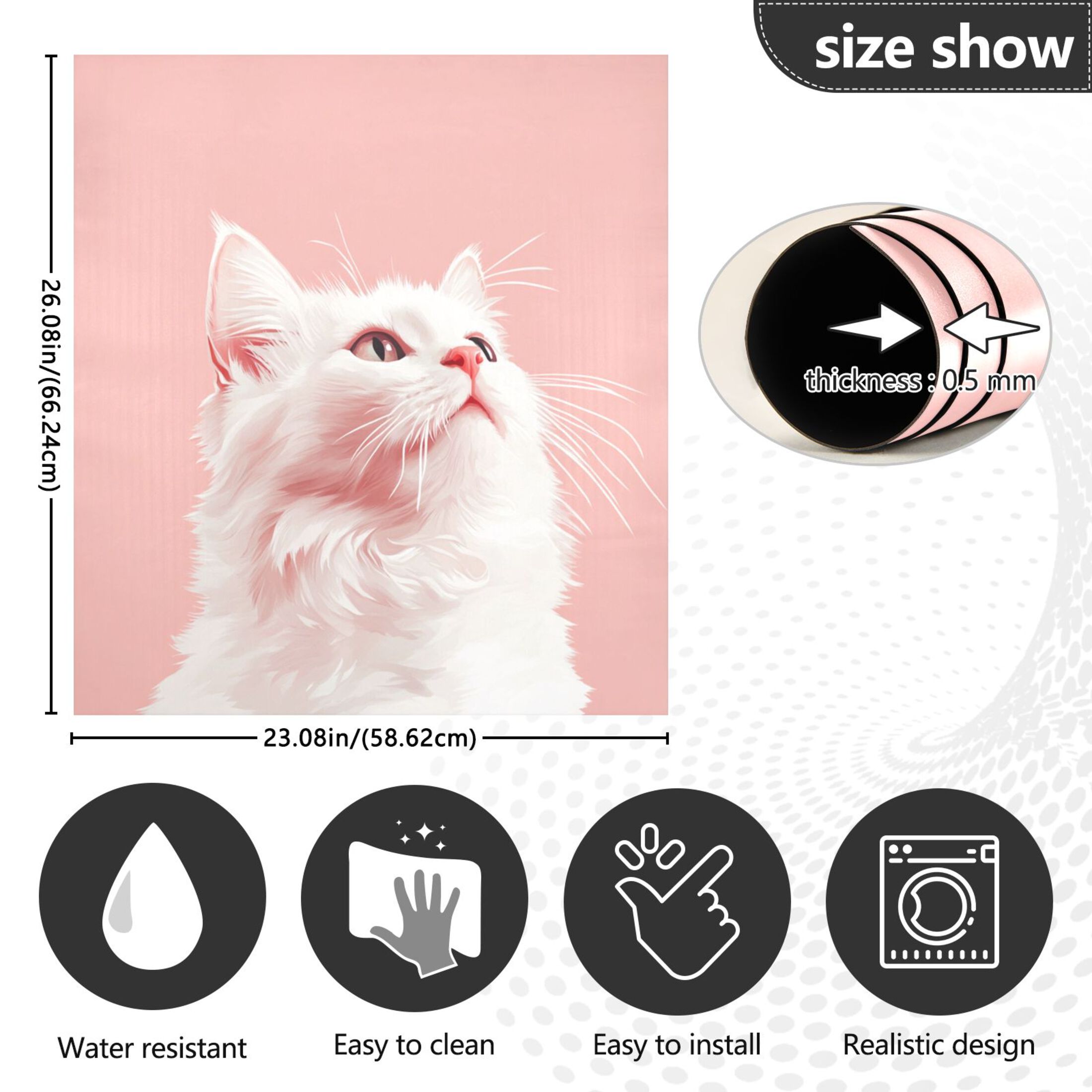 Dishwasher Magnetic Sticker 23x26 Inch Refrigerator Magnetic Sticker Washing Machine Magnetic Sticker Kitchen Panel Magnetic Sticker Home Decor Cute White Cat
