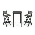 thumbnail image 3 of GDF Studio Omaha Outdoor Acacia Wood and Wicker 3 Piece Square Bar Bistro Set, Dark Gray and Brown, 3 of 18