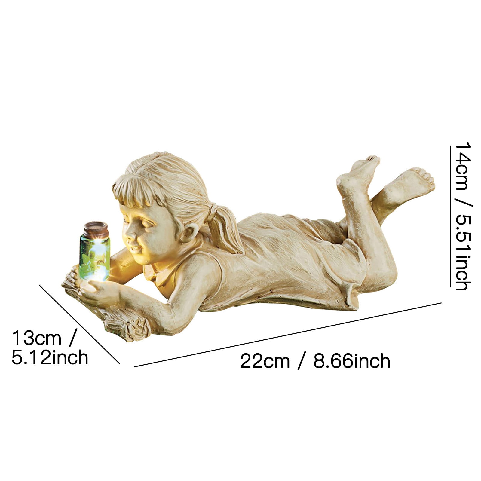 SRstrat Solar Garden Statues Outdoor,Firefly jar,Garden Children Boy Girl Statue Outdoor Sculpture Decor Boys and Girls for Outdoor Garden Decoration