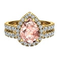 thumbnail image 4 of Pear Cut Pink Morganite Halo Wedding Ring Set 14K Gold 2.20 Carat (G,SI), 4 of 5