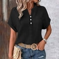 thumbnail image 2 of Tshirts Shirts for Women Fashion Breathable Batwing Sleeve Pocket Patched Casual Work Double Layer Wrinkled Fabric Womens Summer Tops Black XXL, 2 of 9