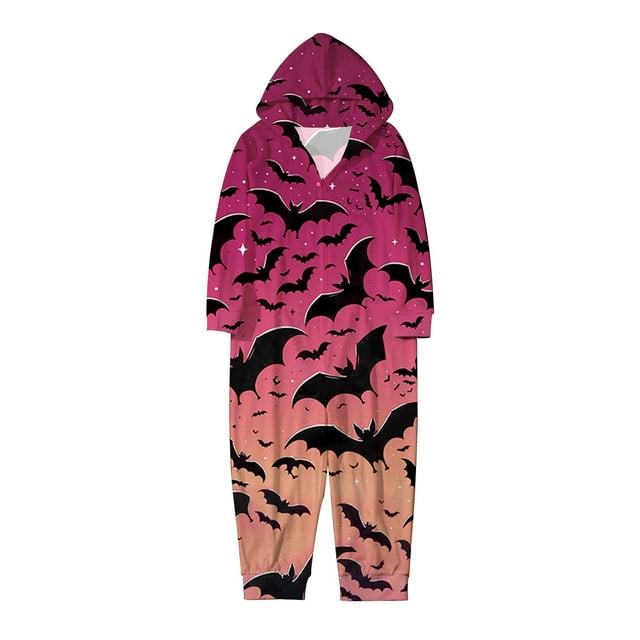 Pyjamas Assortis pour la Famille Halloween Imprimé à Capuche Vêtements de Détente pour Garçons Filles et Adultes