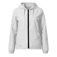 thumbnail image 5 of YABCSAZ Women's Packable Water-Repellent Windbreaker Lightweight Long Sleeve Hooded Full-Zip Jacket with Pockets for Outdoor Travel Hiking Everyday Wear Gray, Gifts for Women, 5 of 8