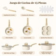 thumbnail image 2 of Sartenes antiadherentes 15 piezas batería cocina inducción ollas sartenes fácil limpieza blanco, 2 of 8