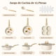 thumbnail image 2 of Sartenes antiadherentes 15 piezas batería cocina inducción ollas sartenes fácil limpieza blanco, 2 of 8