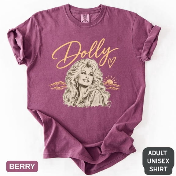 Dolly Vintage Portrait Country Music Graphic T-Shirt Rhinestone Style, Retro Polly