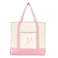 thumbnail image 2 of DALIX Women's Cotton Canvas Tote Bag Large Shoulder Bags Pink Monogram V, 2 of 8