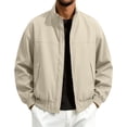 thumbnail image 2 of Zynoxe Plus Size Windbreaker Jackets for Men with Pockets & Elastic Cuffs Hem Classic Stand Collar Zip Up Jackets Loose Long Sleeve Bomber Jacket Fashiona Solid Color Motorcycle Trench Coat, 2 of 9