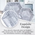 thumbnail image 2 of PARTY DISPOSABLE 36 PC DINNERWARE SET | 18 Dinner Plates | 18 Side Plates | Heavyweight Paper Plates | Hexagon Design | for Upscale Wedding and Dining (Arctic Collection – Silver), 2 of 5