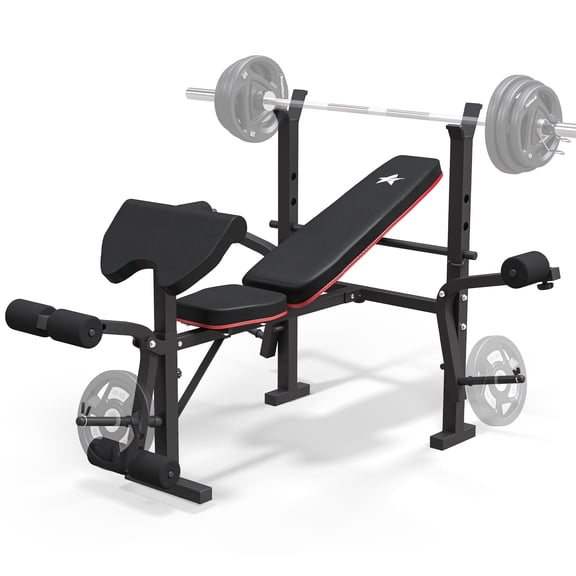 FASTES 7-in-1 Multi-Purpose Adjustable Weight Bench 1200lbs Workout Bench Press Bench Set with Barbel Rack and Leg Developer for Home Gym Full Body Training