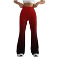 thumbnail image 2 of Swuxness Women Slim Flared Leg Yoga Pants, Womens Fall Long Pants, Women Solid Color High Waisted Wide Leg Yoga Stretchy Soft Athletic Pants with Pockets Red, L, 2 of 4