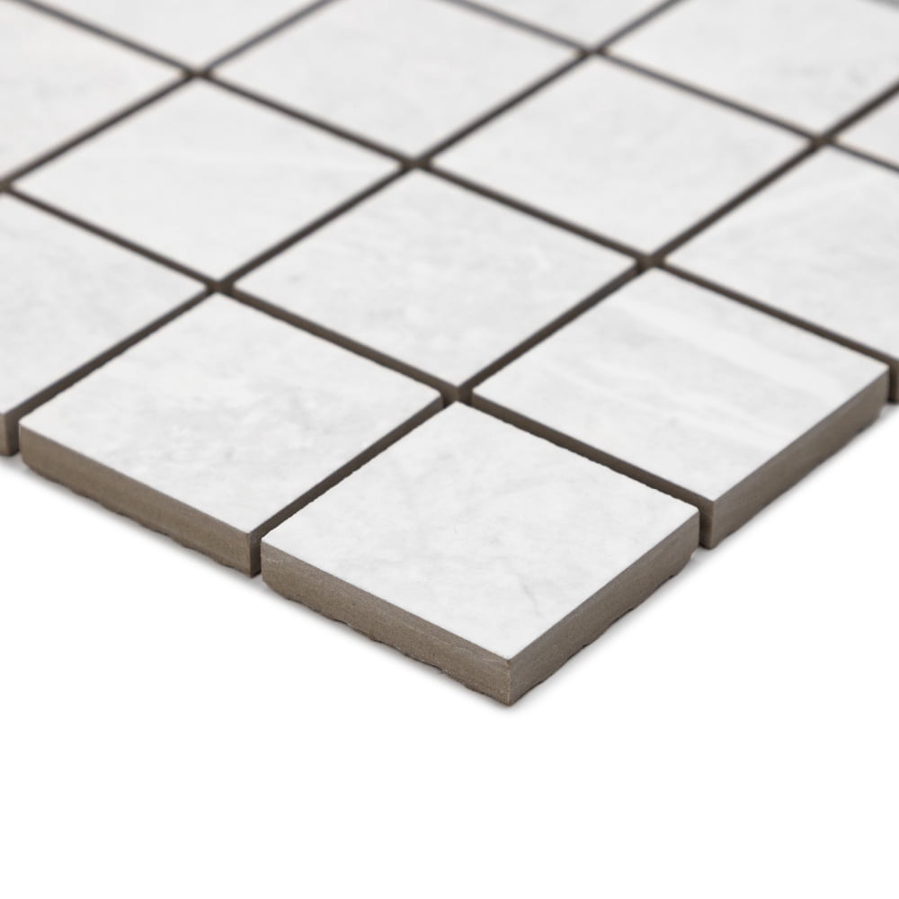 The Tile Life Opera White 4" x 4" Marble Look Matte Porcelain Mosaic Tile Sample, 1 Piece