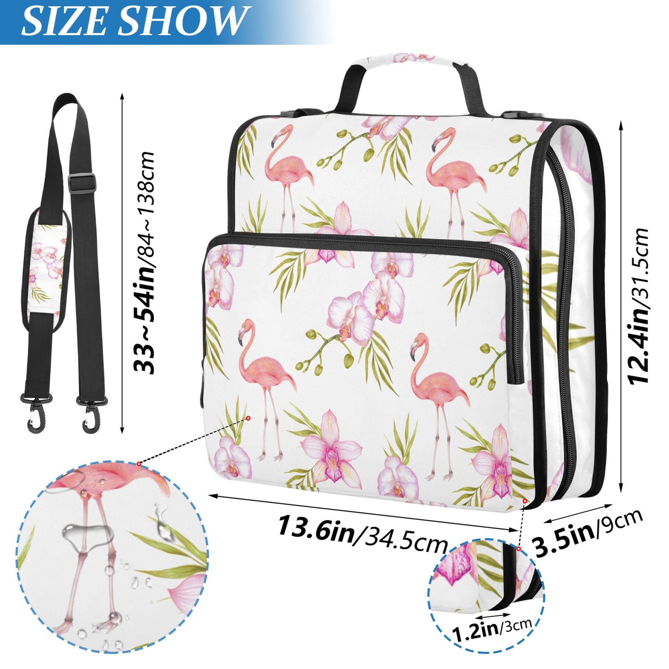 ALAZA Zipper Binder Flamingo Flowers 3 Ring Trapper Keeper File Folder Organizer Bag