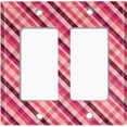thumbnail image 6 of Metal Light Switch Plate Outlet Cover Vintage Red Pink Plaid Pattern WAL035, 6 of 13