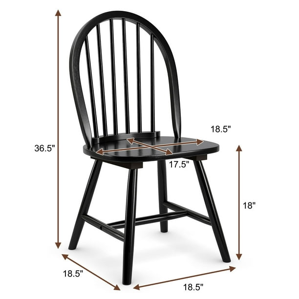 Costway Set of 4 Indoor Dining Windsor Chairs, Vintage Wood